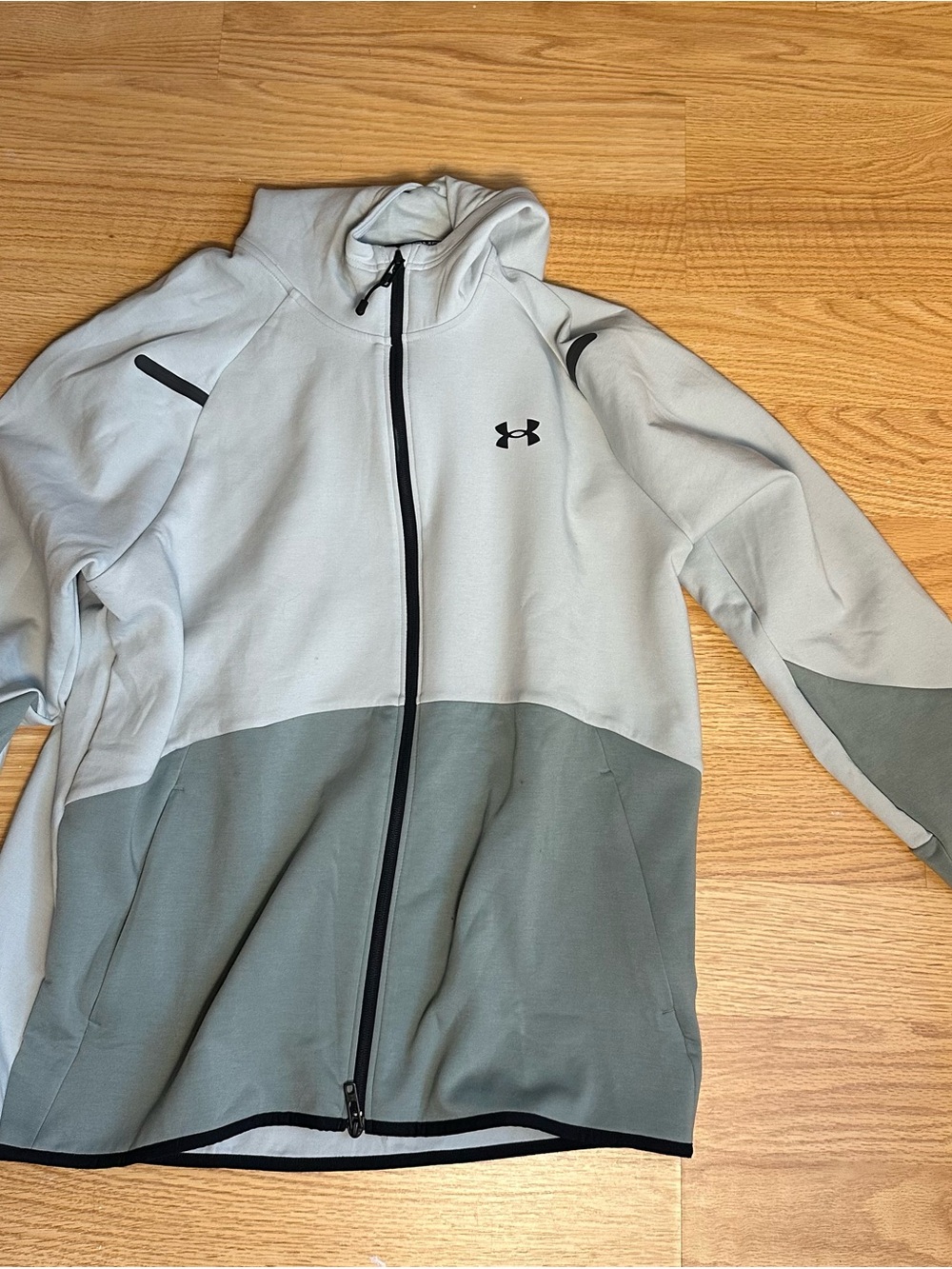 Under Armour Light Gray Hooded Pullover with Black Branded Trim